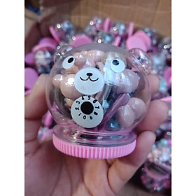 Combo 10 hộp chun tóc đính đá con gấu cho bé gái/ chun tóc hộp gấu hồng