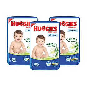 Combo 3 Tã dán Huggies Skincare Super Jumbo L 68 Miếng