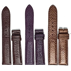 HC8112-13-14 - Dây đồng hồ Huy Hoàng da bò size 12, 14 màu nâu đen, tím đậm, nâu bạc