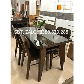 Bàn ghế ăn sồi chân chéo 1m2