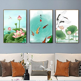 Mua Tranh Hoa Sen Trong Hồ Đẹp - Tran Bộ 3 Chất Liệu In Vải Canvas