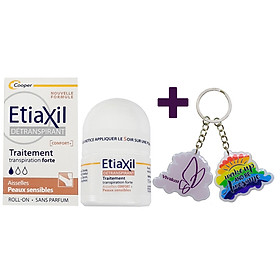 Lăn Khử Mùi ETIAXIL Détranspirant Traitement Confort+ Aisselles Peaux Sensibles 15ml (Dành Cho Da Siêu Nhạy Cảm) + Tặng 1 Móc Khóa Nhựa 2 Mặt