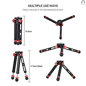 Giá đỡ ba chân mini bằng hợp kim nhôm để bàn có thể điều chỉnh 6 độ cao cho quay video Max 11lbs
