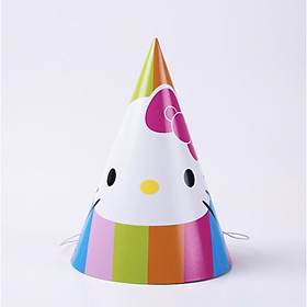 Mũ giấy sinh nhật mặt Hello Kitty kẻ sọc Combo 6 chiếc