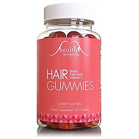 HEALTH PROPERLY - Hair Gummy Vitamins for Healthy Hair Growth | Scientifically Formulated 5000mcg Biotin Folic Acid | Hair Skin and Nails Vitamin | for All Types of Hair | Gummies for Women & for Men