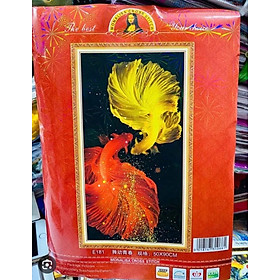 Mua Tranh thêu kín song ngư E181  kích thước 50 x 90 cm