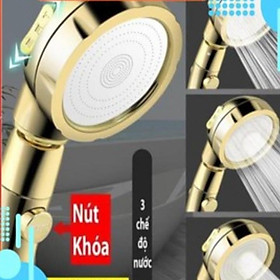 Mua Đầu vòi sen áp suất cao có nút tắt / mở + dây inox 1.5m vàng 206782-206784