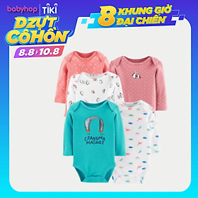 Random mẫu Set bodysuit, bodychip Carter's cho bé sơ sinh, bé trai và bé gái dài tay cotton dành cho bé từ 12-18 tháng phân phối babyhop( 5 bộ 1 set ) - hàng chính hãng