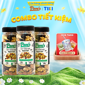 Combo 3 Hũ Ngũ Cốc Mix 6 Loại(Macca + Hạnh Nhân + Điều + Nhân Óc Chó + Hạt Bí + Nho Úc) Pam's 270gx3