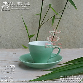Mua Ly tách sứ uống cafe espresso 70ml men màu xanh bạc hà gốm sứ Bát Tràng cao cấp