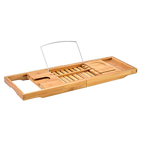 Bamboo Adjustable 70-105cm Bathtub Tray Home Spa Tablet Holder Bath Tray