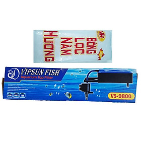 Máy Bơm Lọc Nước Hồ Cá VS-9800 & Bông Lọc - Bộ Bơm Lọc Nước Bể Cá Vipsun