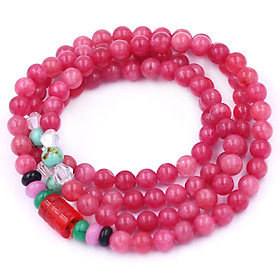 Vòng chuỗi 108 hạt đá hồng ngọc 6 ly charm lục tự kim ngôn, vòng chuỗi niệm Phật, vòng chuỗi đeo tay