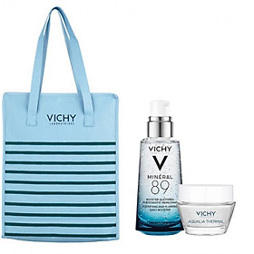 Dưỡng Chất Khoáng Cô Đặc Vichy Mineral 89 (50ml) + Tặng Kèm Aqualia Gel (15ml) + Túi Tote Vichy Cao Cấp