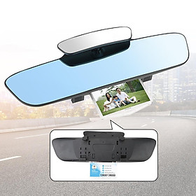 Gương chiếu hậu hai kính chống chói màu xanh dương có biển dừng xe và khung ảnh đa năng thông dụng gắn trong xe hơi