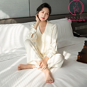 Pijama lụa - Đồ mặc nhà, đồ ngủ nữ tay dài cao cấp PJ458