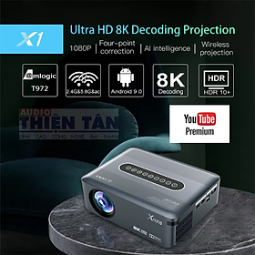 Box TV Xnano X1 Tích Hợp máy Chiếu - Ram 2G/16G - Full HD - Dual Wifi - Giải Mã 8K - Tích Hợp ĐIều Khiển Giọng Nói Bluetooth