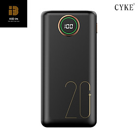 Pin sạc dự phòng CYKE 20000mAh 2.1A sạc nhanh điện thoại 2 cổng đầu ra USB và 3 cổng đầu vào (lightning/Type c/Micro usb) - Hàng Chính Hãng