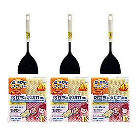 Mua Combo Set 4 Miếng Mút Bọc Lưới Rửa Bát Chuyên Dụng + Xẻng Lật Nhựa Chịu Nhiệt Kai Bản Liền - Nội Địa Nhật Bản
