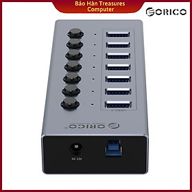 Bộ Chia USB HUB ORICO BT2U3-7AB-GY (Xám) 7 Cổng USB 3.0 Với Các Cổng Riêng Lẻ- Hàng Chính Hãng
