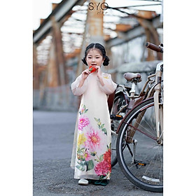 Áo kid in hoa in hoa thược dược màu be SYO A5012