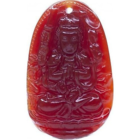 Hình ảnh Mặt dây chuyền Thiên Thủ Thiên Nhãn Mã Não Đỏ tự nhiên - Phật Độ Mạng cho người tuổi Tý - PBMRAGA01 (Mặt kèm sẵn dây đeo)