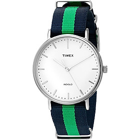 Timex Weekender Fairfield | Blue/Green Strap Minimal Dial Casual Watch TW2P90800