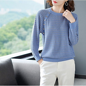 Áo len nữ cổ tròn dài tay trơn nhiều màu AH23