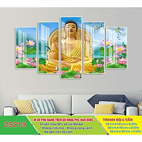 Mua Tranh treo tường trang trí Phật giáo 5 tấm 3D/gỗ MDF Hàn Quốc chống ẩm mốc  mối mọt