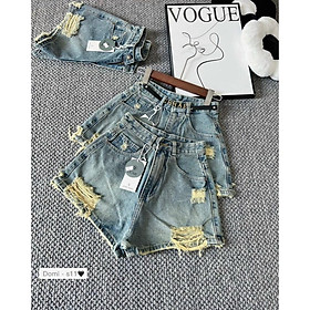 Quần short jean nữ rách - Quần bò nữ rách lưng cao tôn dáng