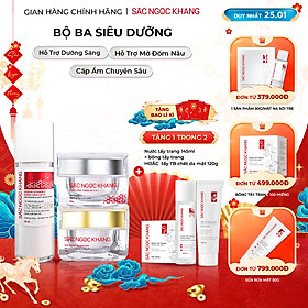 COMBO dưỡng da chuyên sâu kem dưỡng ban đêm 30g + kem dưỡng ban ngày 5 in 1 30g + Serum dưỡng trắng 30ml cho tác dụng nhanh mạnh, toàn diện