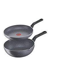 Mua Bộ 2 chảo chiên chống dính vân đá Tefal Natura dùng cho bếp ga  bếp hồng ngoại (24cm  28cm) - Hàng chính hãng