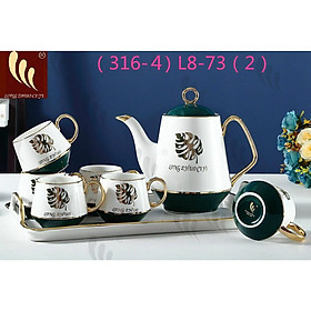 Mua BỘ BÌNH CỐC KÈM KHAY SỨ XƯƠNG KOREA VIỀN VÀNG CAO CẤP 2 MÀU