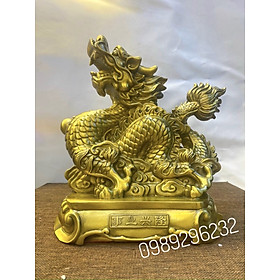 Mua Tượng linh vật RỒng phong thuỷ bằng đồng vàng cao 22cm - Tượng Rồng chiêu tài lộc