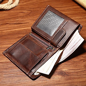 Pocket , Large Capacity Bifold Wallet Minimalist Casual Gift, Storage with ID Windows PU Fashion Organizer Portable Men Wallet