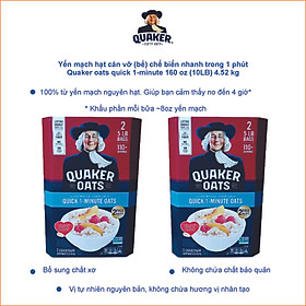 Combo 2 Thùng Yến Mạch Quaker Quick 1-Minute Oats 4.52kgthùng Dạng Hạt Cán Vỡ NK Mỹ