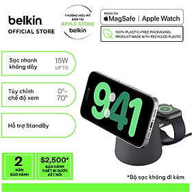Mua Đế sạc không dây 2 trong 1 Belkin BoostCharge Pro Mag-safe 15W - không kèm sạc - Hàng chính hãng