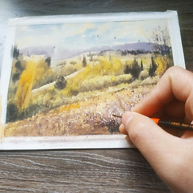 Mua Tranh để bàn - tranh vẽ tay hoạ sĩ - tranh phong thuỷ - tranh phong cảnh