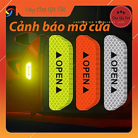 Bộ 4 tấm dán phản quang cảnh báo mở cửa ô tô xe hơi OPEN