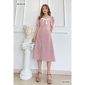 Đầm nhún vai nơ cổ BEMINE MT1564HONG