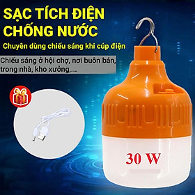 Mua Bóng Đèn Tích Điện LED 30w CỰC SÁNG Có Sạc Ngoài 3 Chế Độ Sáng Thông Minh kèm móc treo