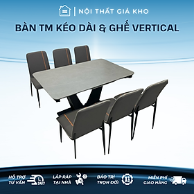 Mua Bộ bàn ăn thông minh kéo dài mặt đá phiến Ceramic nhám chân chữ V kết hợp ghế VERTICAL