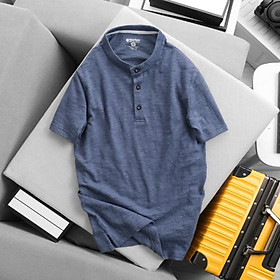 Áo thun cổ trụ Simple & Basic, thun co giãn, thấm hút mồ hôi, mau khô, mềm mịn, màu xanh