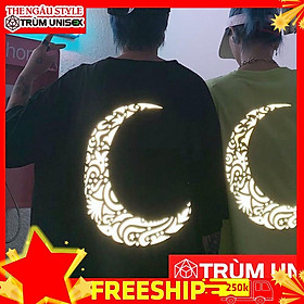 Áo Phản Quang Unisex Kèm ảnh Thật Moon Hoa Văn áo màu đen The Ngầu Style TNS76 aothununisex
