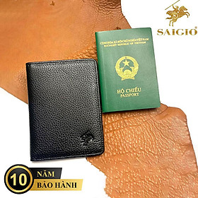 Ví Passport Da Bò PEBBLE Mềm Mại - Bền Bỉ, Chống Xước - Chống Nhăn Tốt, Thiết Kế Hiện Đại - Đa Năng, Đựng Được Nhiều Loại Hộ Chiếu, Nhiều Ngăn Thẻ ATM, Đựng Tiền, Vé Máy Bay, Tiện Dụng Khi Đi Du Lịch, Công Tác - Hàng Chính Hãng SAIGIO