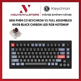 Mua Bàn phím cơ Keychron V1 Full Assembled Knob Black Carbon Led RGB HotSwap - Hàng chính hãng