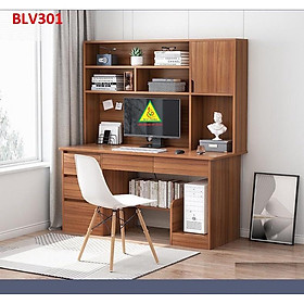 Bàn làm việc, bàn học liền kệ bằng gỗ MDF BLV301 - Nội thất lắp ráp Viendong Adv