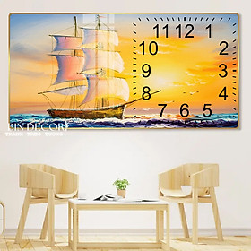 Mua Tranh đồng hồ tráng gương thuận buồm xuôi gió 10 trang trí decor quà tặng tân gia