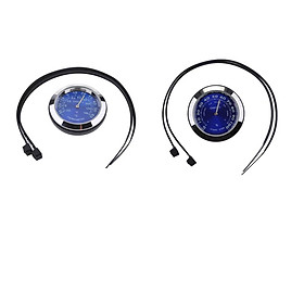 2pcs Motorcycle Bike Dial Meters - Thermometer Hygrometer Waterproof - Blue