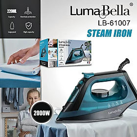 Bàn là, bàn ủi hơi nước cầm tay Lumabella LB-61007 công suất 1800W, mặt bàn ủi chống dính sử dụng với mọi vải - HÀNG CHÍNH HÃNG